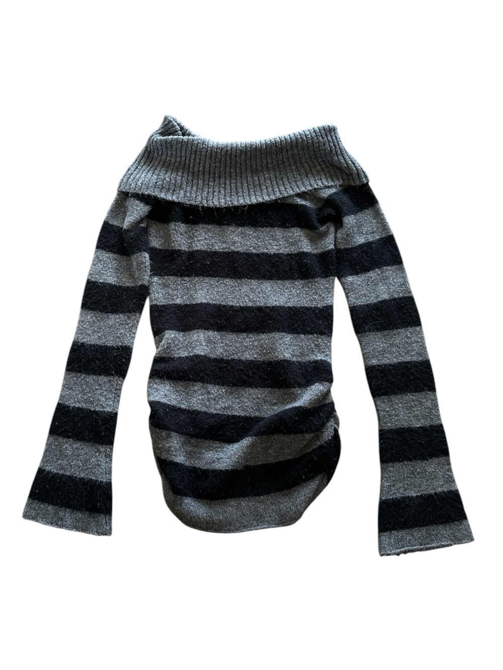 Vintage Y2K striped grunge fuzzy sweater bell sleeve goth emo